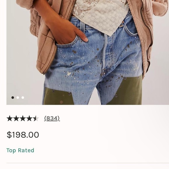 Free People Tricia Fix Double Patched Carpenter Jeans Olive Green Size Med NWT - Picture 11 of 12